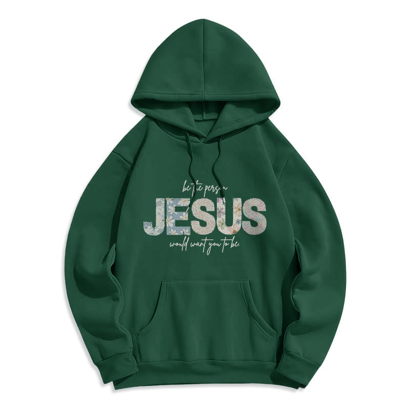 Christianartworkshop Floral Faith Jesus-Centered Fleece Lined Polyester Hoodie - Green - 2XL - image 6