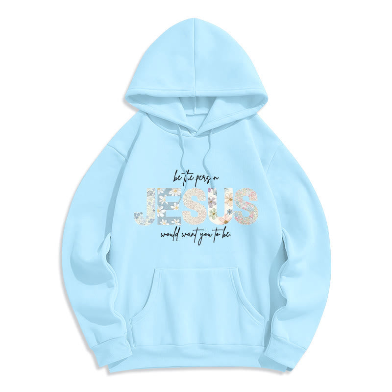Christianartworkshop Floral Faith Jesus-Centered Fleece Lined Polyester Hoodie - Blue - 2XL - image 8