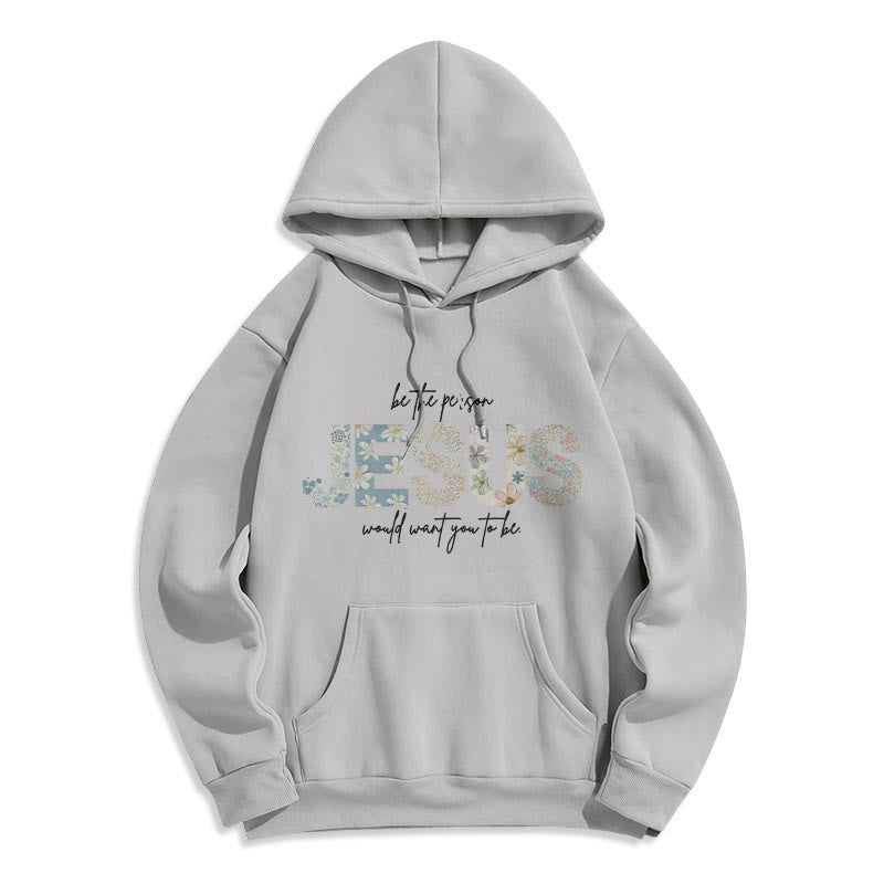 Christianartworkshop Floral Faith Jesus-Centered Fleece Lined Polyester Hoodie - Grey - 2XL - image 5