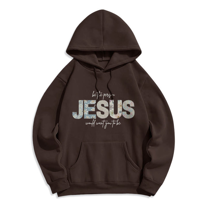 Christianartworkshop Floral Faith Jesus-Centered Fleece Lined Polyester Hoodie - Brown - 2XL - image 3