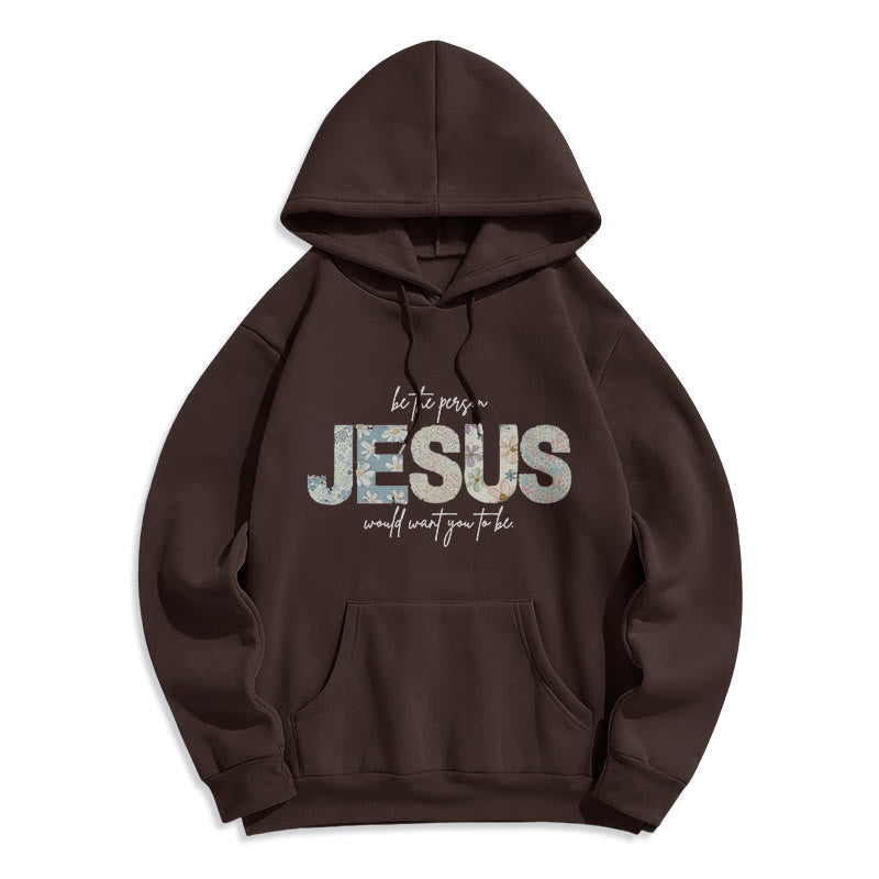 Christianartworkshop Floral Faith Jesus-Centered Fleece Lined Polyester Hoodie - Brown - 2XL - image 4