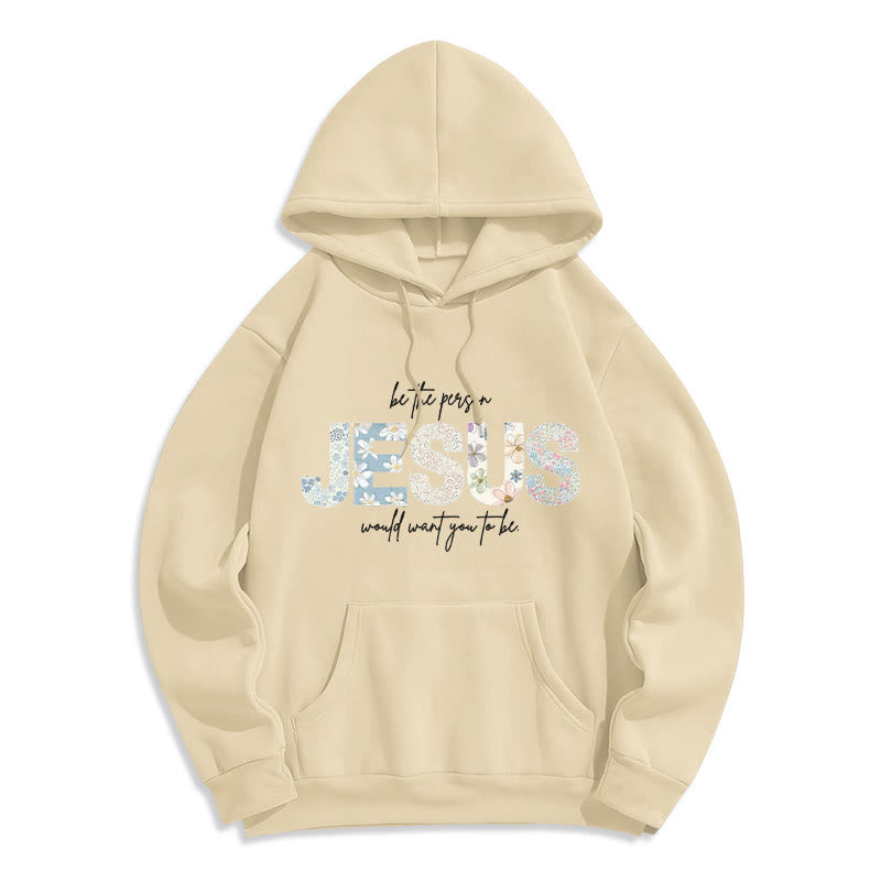 Christianartworkshop Floral Faith Jesus-Centered Fleece Lined Polyester Hoodie - Beige - 2XL - image 9