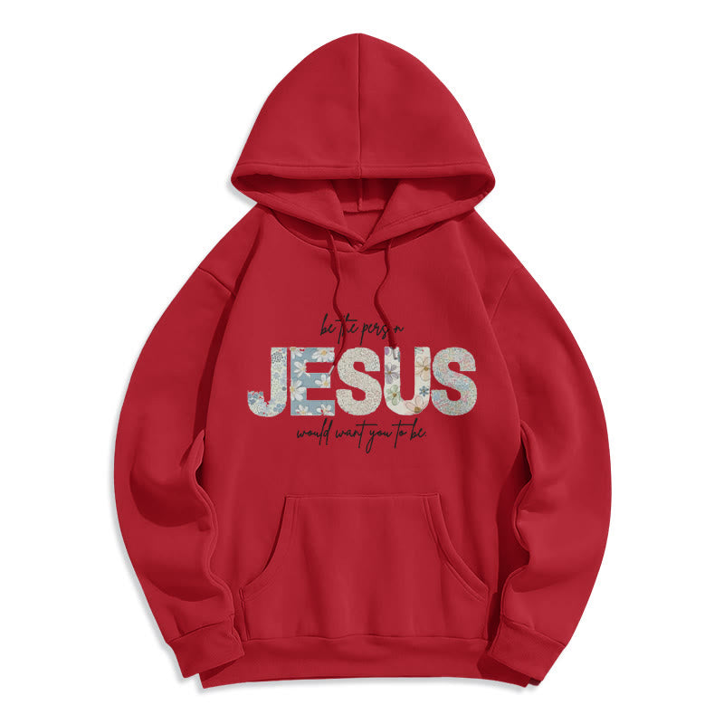 Christianartworkshop Floral Faith Jesus-Centered Fleece Lined Polyester Hoodie - Red - 2XL - image 2