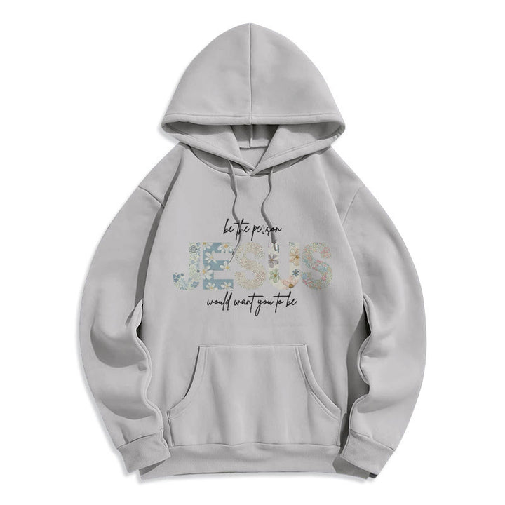 Christianartworkshop Floral Faith Jesus-Centered Fleece Lined Polyester Hoodie - Grey - 2XL - image 7