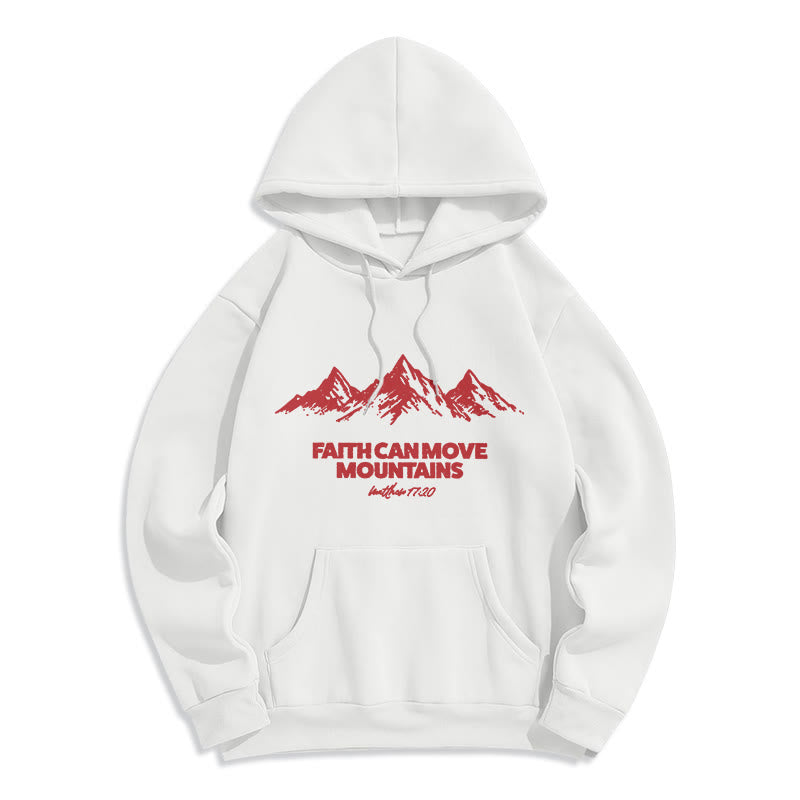 Christianartworkshop Faith Can Move Mountains Biblical Inspirational Fleece Lined Polyester Hoodie - White - 2XL - image 3