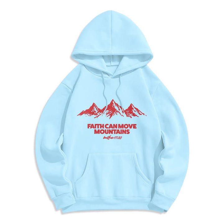 Christianartworkshop Faith Can Move Mountains Biblical Inspirational Fleece Lined Polyester Hoodie - Blue - 2XL - image 5