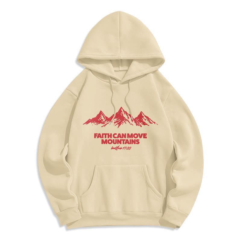 Christianartworkshop Faith Can Move Mountains Biblical Inspirational Fleece Lined Polyester Hoodie - Beige - 2XL - image 5