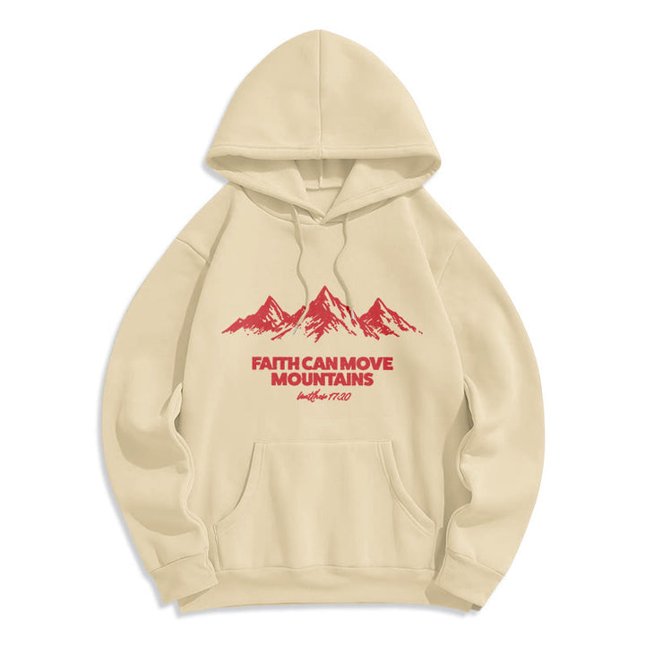 Christianartworkshop Faith Can Move Mountains Biblical Inspirational Fleece Lined Polyester Hoodie - Beige - 2XL - image 5