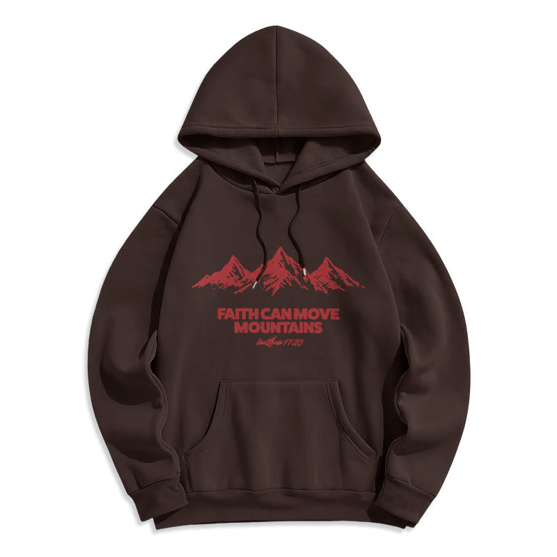 Christianartworkshop Faith Can Move Mountains Biblical Inspirational Fleece Lined Polyester Hoodie - Brown - 2XL - image 8