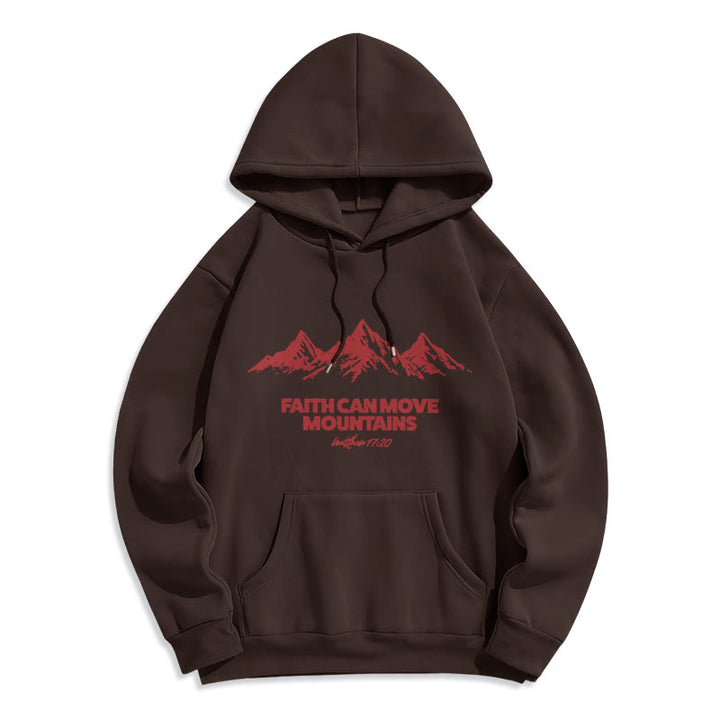 Christianartworkshop Faith Can Move Mountains Biblical Inspirational Fleece Lined Polyester Hoodie - Brown - 2XL - image 8