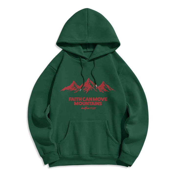 Christianartworkshop Faith Can Move Mountains Biblical Inspirational Fleece Lined Polyester Hoodie - Green - 2XL - image 7
