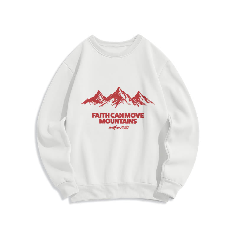 Christianartworkshop Faith Can Move Mountains Biblical Inspirational Fleece Lined Polyester Sweatshirt - White - 2XL - image 1