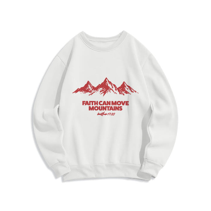 Christianartworkshop Faith Can Move Mountains Biblical Inspirational Fleece Lined Polyester Sweatshirt - White - 2XL - image 1