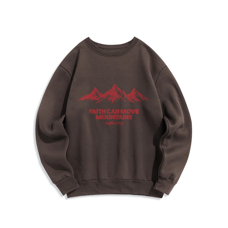 Christianartworkshop Faith Can Move Mountains Biblical Inspirational Fleece Lined Polyester Sweatshirt - Brown - 2XL - image 6