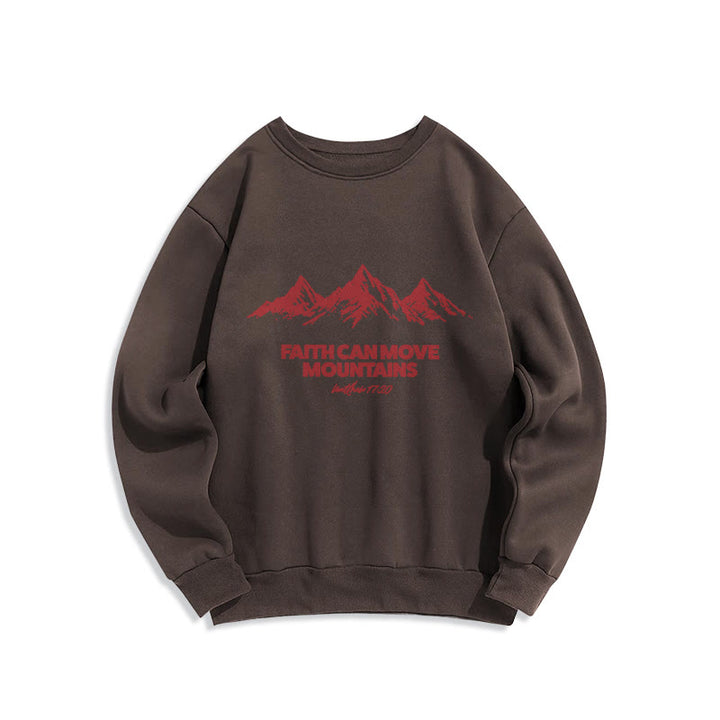 Christianartworkshop Faith Can Move Mountains Biblical Inspirational Fleece Lined Polyester Sweatshirt - Brown - 2XL - image 6