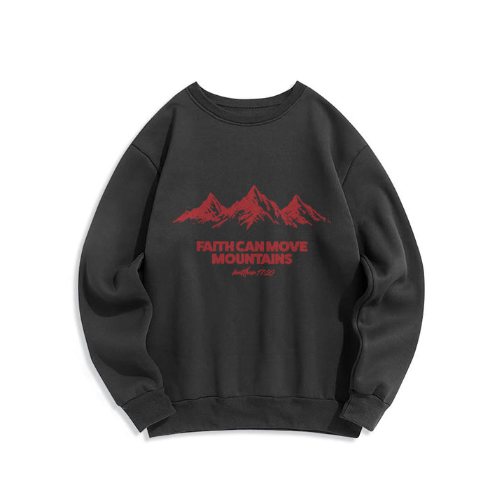 Christianartworkshop Faith Can Move Mountains Biblical Inspirational Fleece Lined Polyester Sweatshirt - Black - 2XL - image 7