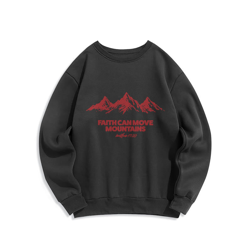 Christianartworkshop Faith Can Move Mountains Biblical Inspirational Fleece Lined Polyester Sweatshirt - Black - 2XL - image 6