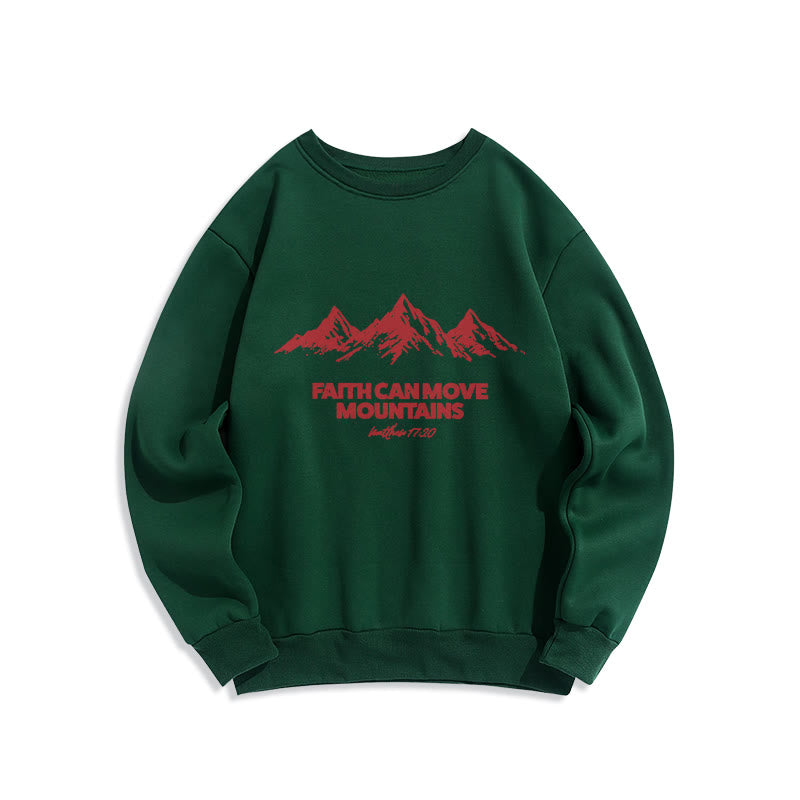 Christianartworkshop Faith Can Move Mountains Biblical Inspirational Fleece Lined Polyester Sweatshirt - Green - 2XL - image 5