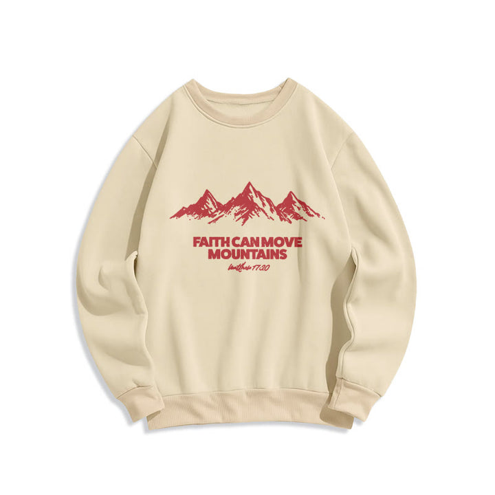 Christianartworkshop Faith Can Move Mountains Biblical Inspirational Fleece Lined Polyester Sweatshirt - Beige - 2XL - image 2