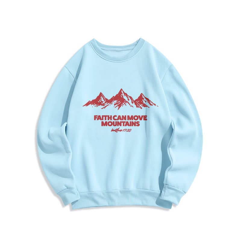 Christianartworkshop Faith Can Move Mountains Biblical Inspirational Fleece Lined Polyester Sweatshirt - Blue - 2XL - image 4
