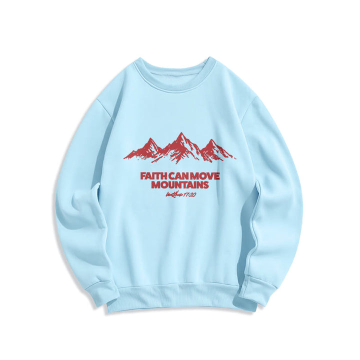 Christianartworkshop Faith Can Move Mountains Biblical Inspirational Fleece Lined Polyester Sweatshirt - Blue - 2XL - image 3