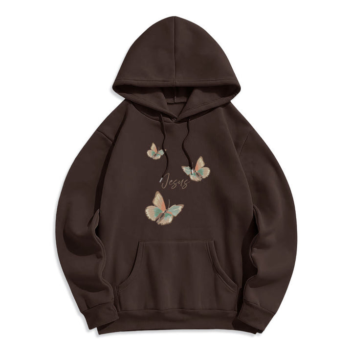 Christianartworkshop Gentle Style Butterfly Whisper of Jesus Fleece Lined Polyester Hoodie - Brown - 2XL - image 7