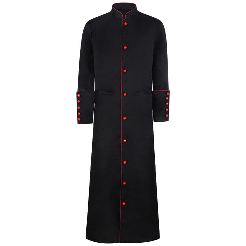 Christianartworkshop Classic Multicolor Clergy Robe with Contrast Trim & Medieval Elegance - Black with Red Trim - 3XL - image 11