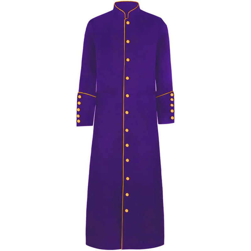 Christianartworkshop Classic Multicolor Clergy Robe with Contrast Trim & Medieval Elegance - Purple with Gold Trim - 3XL - image 6