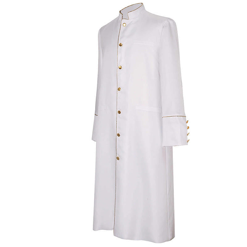 Christianartworkshop Classic Multicolor Clergy Robe with Contrast Trim & Medieval Elegance - White with Gold Trim - 3XL - image 4
