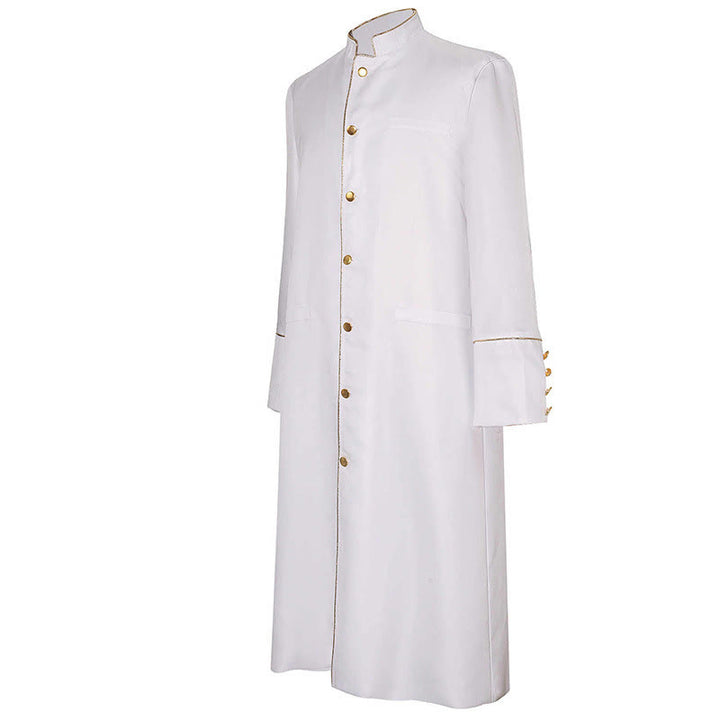 Christianartworkshop Classic Multicolor Clergy Robe with Contrast Trim & Medieval Elegance - White with Gold Trim - 3XL - image 4
