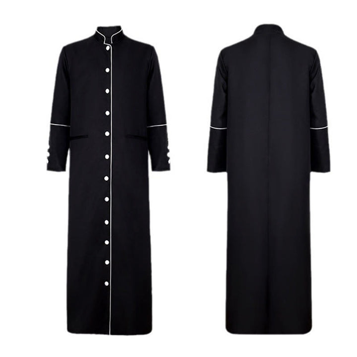 Christianartworkshop Classic Multicolor Clergy Robe with Contrast Trim & Medieval Elegance - Black with White Trim - 3XL - image 8