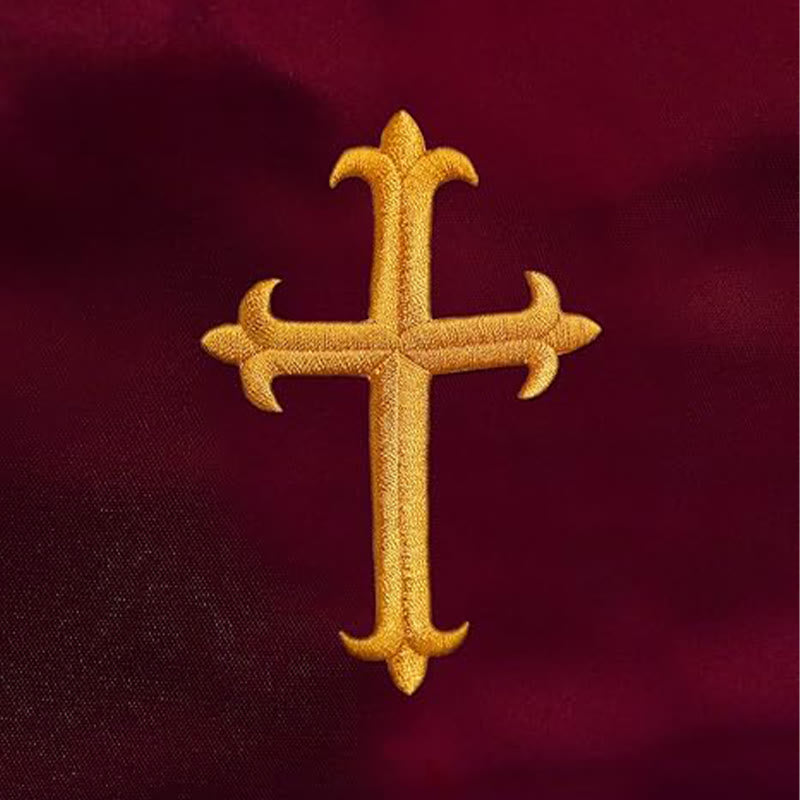 Christianartworkshop Ceremonial Clergy Robe with Wine Red Stole & Embroidered Cross - image 7