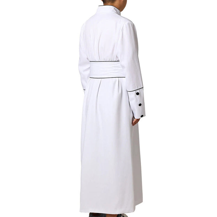 Christianartworkshop Ceremonial Black and White Stand Collar Clergy Robe with Belt & Cross Motifs - image 8