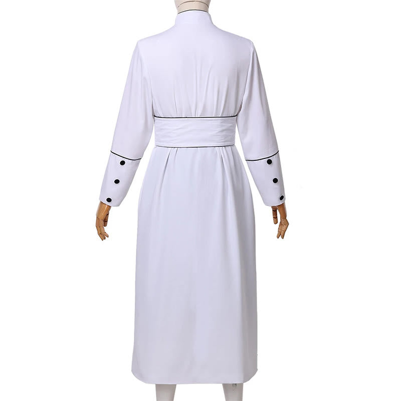 Christianartworkshop Ceremonial Black and White Stand Collar Clergy Robe with Belt & Cross Motifs - image 7