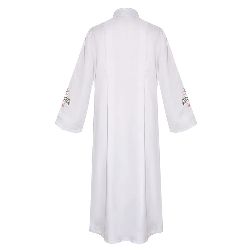 Handmade Traditional White Clergy Robe with Colorful Ornate Crosses ...