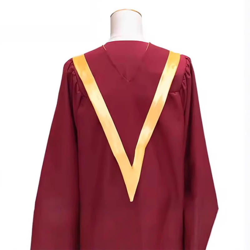 Christianartworkshop Traditional Burgundy Clergy Robe with Gold Cross & V Neck Trim - image 5