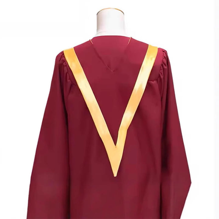 Christianartworkshop Traditional Burgundy Clergy Robe with Gold Cross & V Neck Trim - image 5