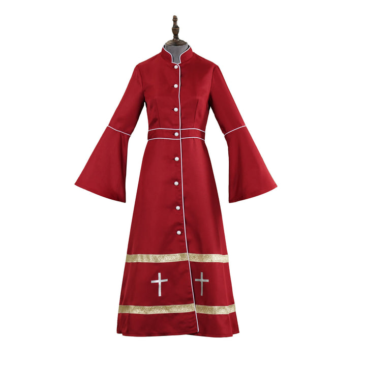 Christianartworkshop Multicolor Flared Sleeves Clergy Robe with Cross Motifs & Ritual Aesthetic - Red - 3XL - image 3