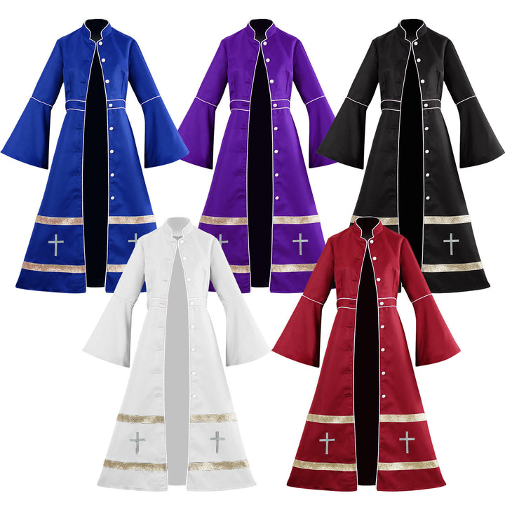 Christianartworkshop Multicolor Flared Sleeves Clergy Robe with Cross Motifs & Ritual Aesthetic - image 1
