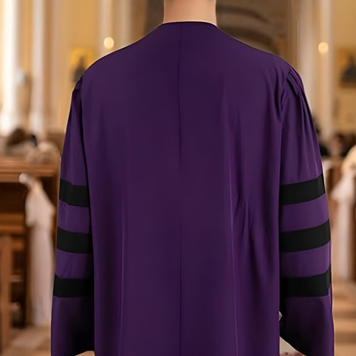 Christianartworkshop Ornate Purple Clergy Robe with Golden Cross & Striped Style - image 4