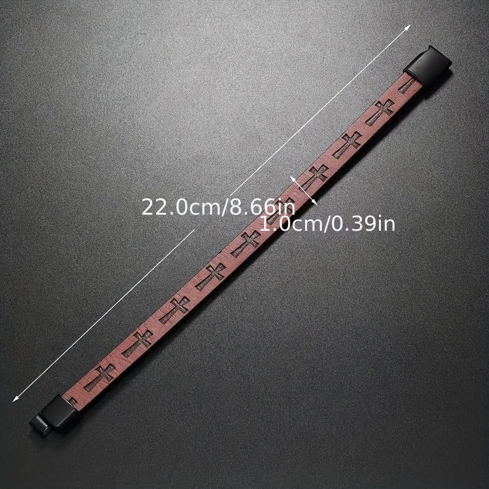 Christianartworkshop Classic Style Multicolor Leather Magnetic Buckle Bracelet with Cross Motifs - image 9