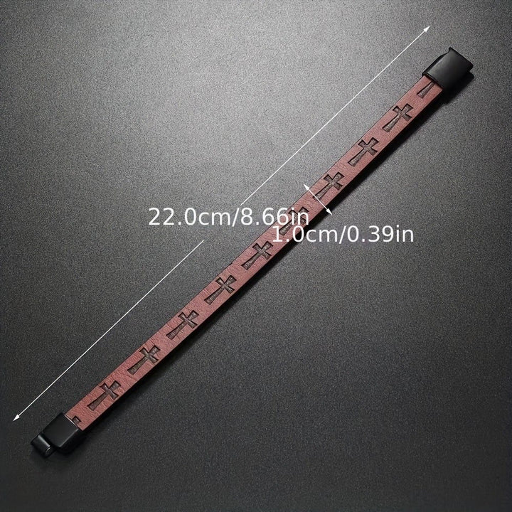 Christianartworkshop Classic Style Multicolor Leather Magnetic Buckle Bracelet with Cross Motifs - image 9
