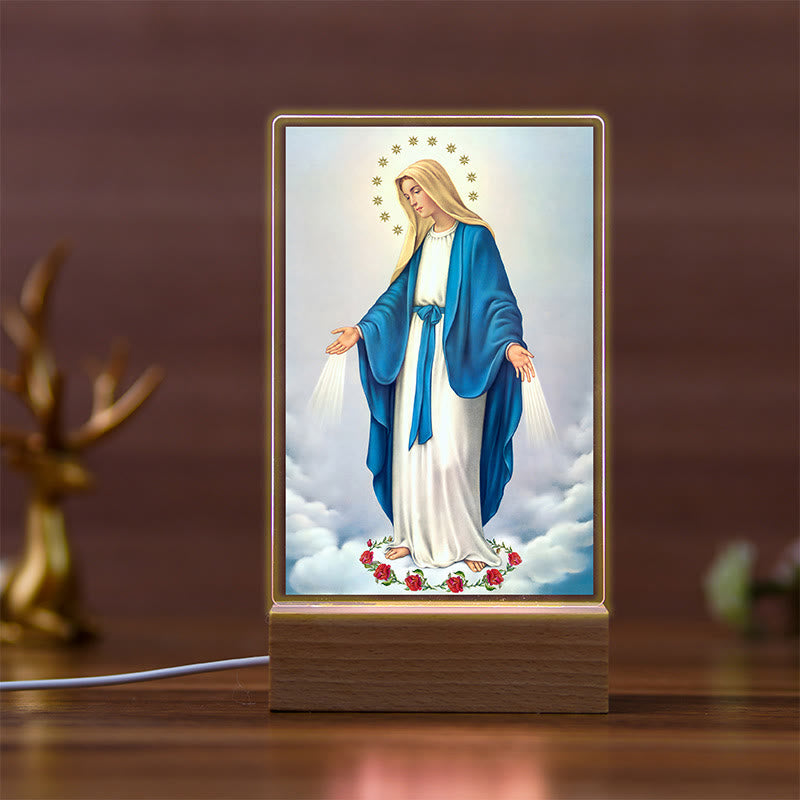 Christianartworkshop Holy Saints Icon Beechwood Base Night Light of Faithful Guardian - E - image 5