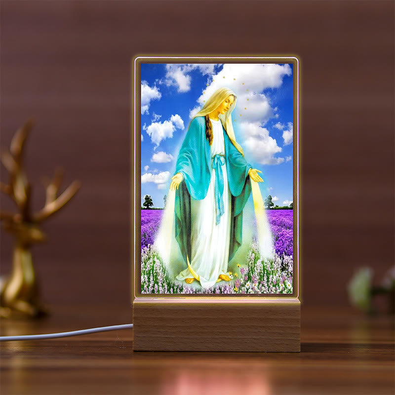 Christianartworkshop Holy Saints Icon Beechwood Base Night Light of Faithful Guardian - C - image 3