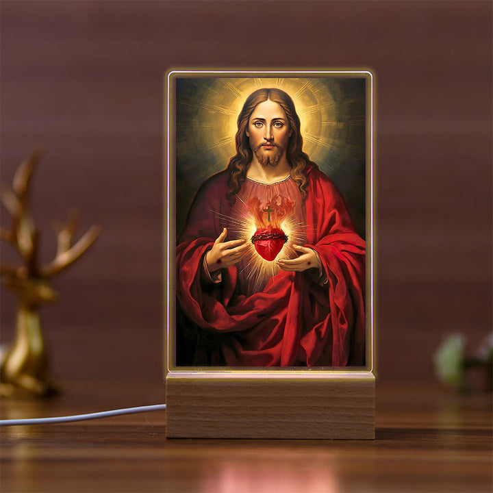 Christianartworkshop Holy Saints Icon Beechwood Base Night Light of Faithful Guardian - I - image 9
