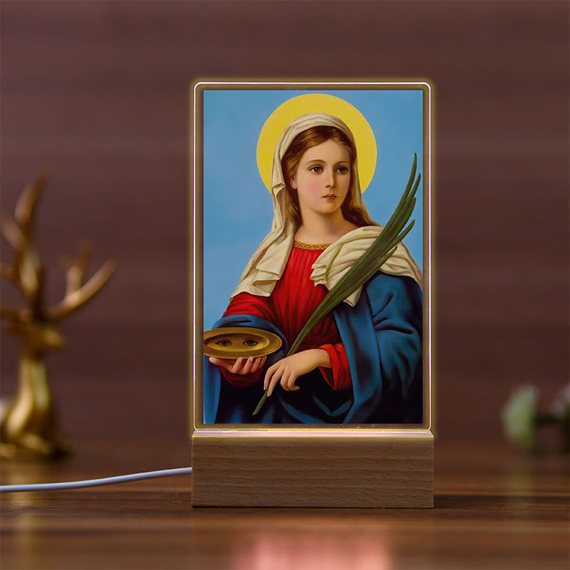 Christianartworkshop Holy Saints Icon Beechwood Base Night Light of Faithful Guardian - G - image 7