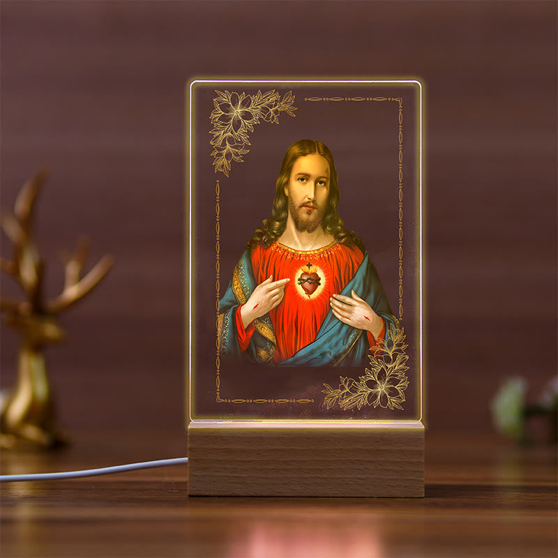 Christianartworkshop Holy Saints Icon Beechwood Base Night Light of Faithful Guardian - H - image 8