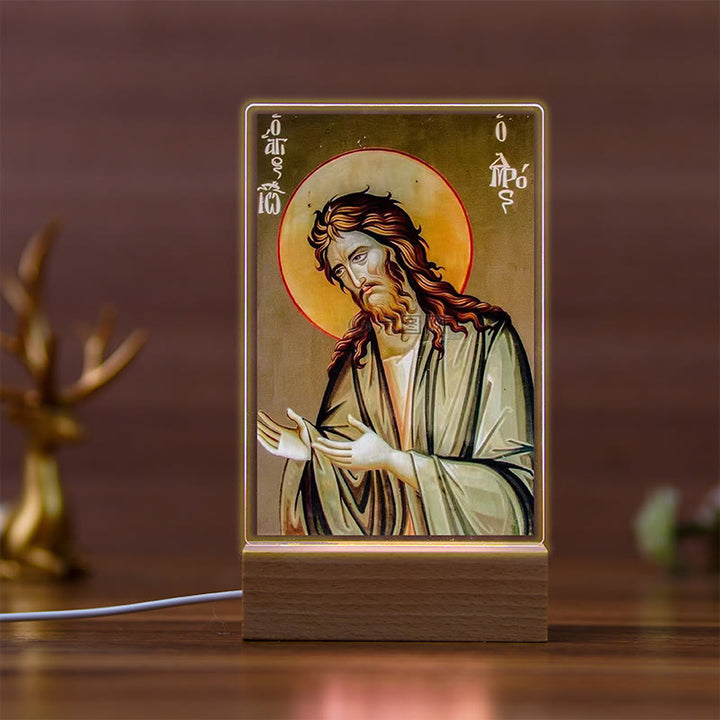 Christianartworkshop Holy Saints Icon Beechwood Base Night Light of Faithful Guardian - F - image 5