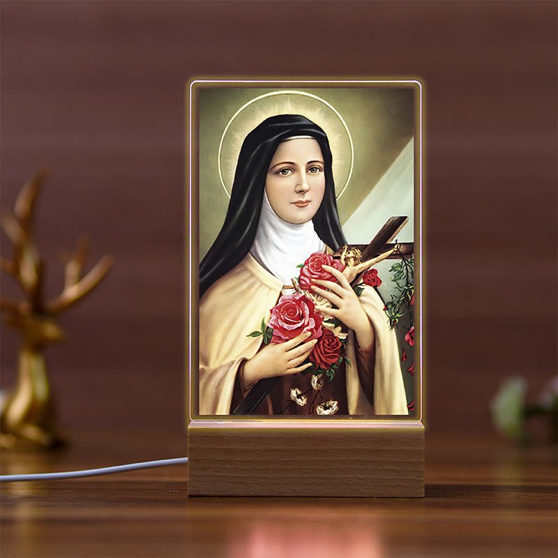 Christianartworkshop Daily Faith Resonant Religious Night Light with Holy Icons & Beech Base - B - image 2