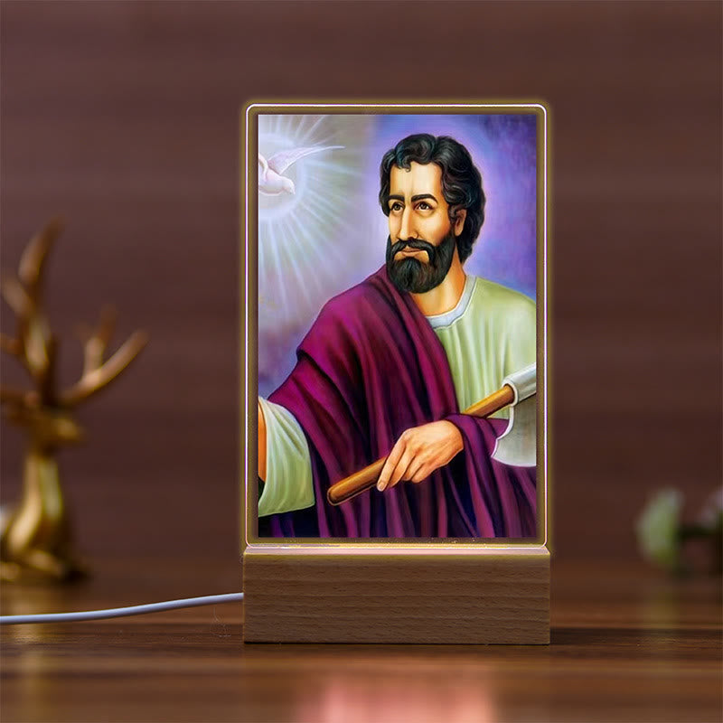 Christianartworkshop Daily Faith Resonant Religious Night Light with Holy Icons & Beech Base - D - image 4